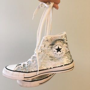 Sequin Converse high tops